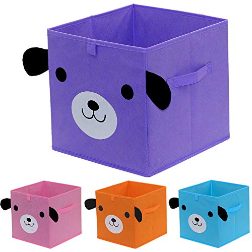 Onlyeasy Foldable Toy Storage Box, Bedroom Bin Organizer Nursery Basket, Cube Storage Box Container for Kids & Toddlers, 30 x 30 x 30 cm, Dog Pattern, 4 Colors, MXDGOB04P