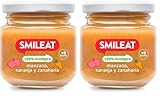 Smileat - Tarrito de Frutas Ecológicas con Manzana, Naranja y Zanahoria para peques +6 Meses - Sin Azúcar Añadido, Sin Sal, Sin Leche, Sin Huevos - 130g (Paquete de 2)