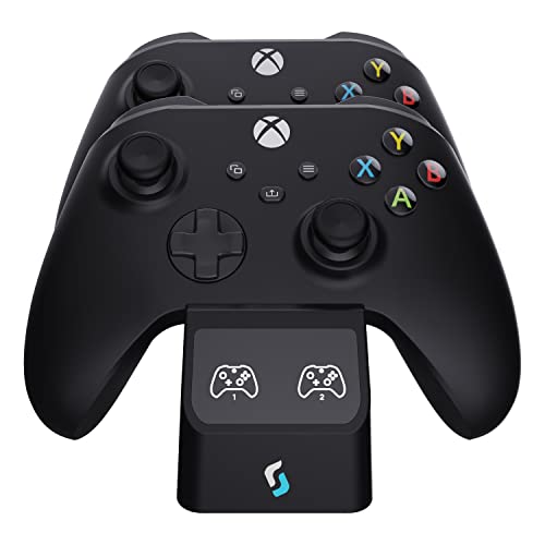 Sliq Xbox One/One X/One S/Series X/S Controller Charger Station and Battery Pack - Fits Two Wireless Game Pads, Includes 2 Rechargeable Batteries (Black)