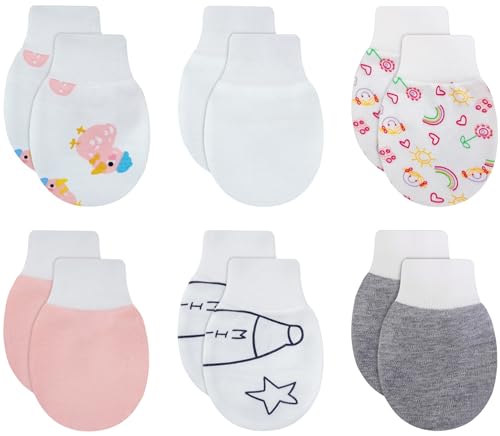 Image of RATIVE Wrist Tab Baby Mittens 0-6,6-12 Months Organic Cotton for Newborn Baby Boys Girls
