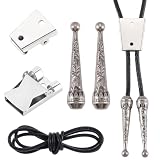 CALFOVERA 5 Bolo Krawatten Set (2 Stück) 2 Kordelenden Im Western Stil Aus Legierung Bolo Krawatten Zubehör ((3) Größen) Ersatz Metallschiebeverschlüsse Echtlederkordel Für Damen Und Herren Zur