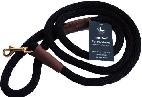 Lone Wolf Snap Lead with Leash and Collar for Pets, 1/2 by 6-Feet, Black