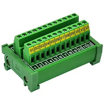 DIN Rail Mount 24A/400V 12 Position Screw Terminal Block Distribution Module