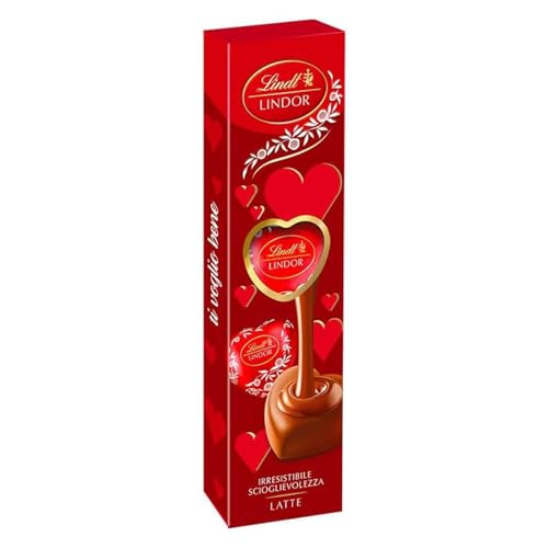 Lindt & Sprüngli Tubino, Confezione di Cuori Lindor al Latte, Formato 55 g