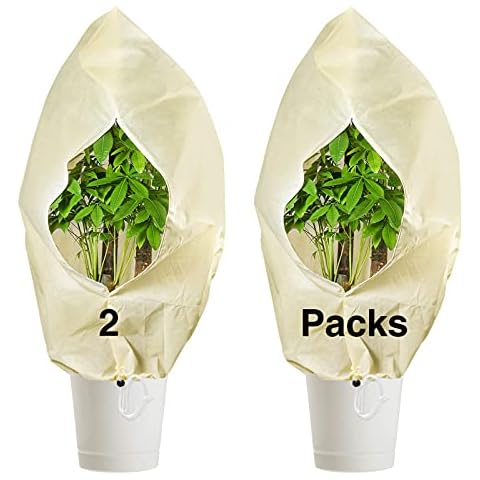 Bonviee 2 Packs Plant Covers Freeze Protection-47.24”×70.86” Large Tree Covers Frost Protection Blankets for Plants, Reusable Shrub Jakets Covers for Winter, with Drawstring & Zipper Cover