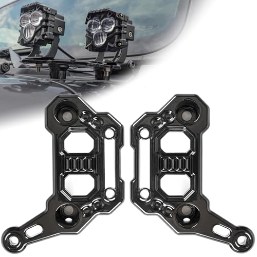 Image of JL Dual Light Bar Mount Brackets CNC A-Pillar Offroad LED Hood Pod Fog Lamp Mounting Stand Ditch Light Cowl Holder,2PCS Black Aluminum Alloy Mounts for Wrangler JL JLU 4xe Gladiator JT Accessories