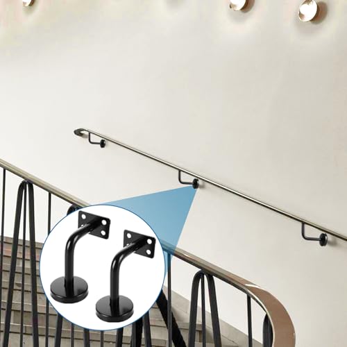 AKOLAFE 8 Stück Handlaufhalter Edelstahl Gerade Geländer Außen 60x80 mm Handlaufträger Schwarz Roubst Halterung für Handlauf Silbrig Treppengeländer Innen Shwerbelast Wandhalter (Flatt)