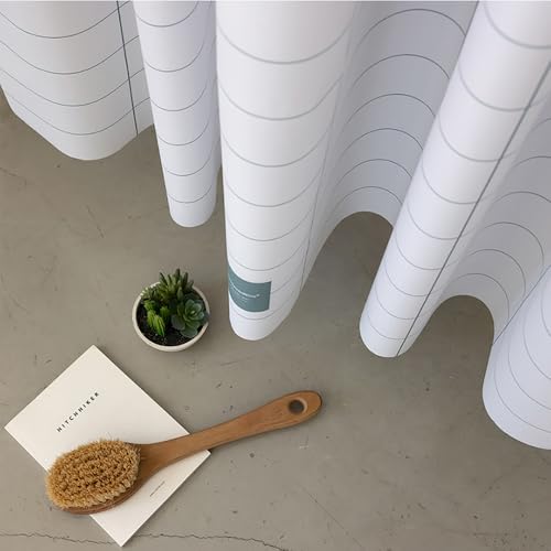 onesevennine Quick-Dry Lightweight Shower Curtain – Made in Korea, Designed for Daily Showers | Wide Grid – Bluegreen | 71” W x 82” L
