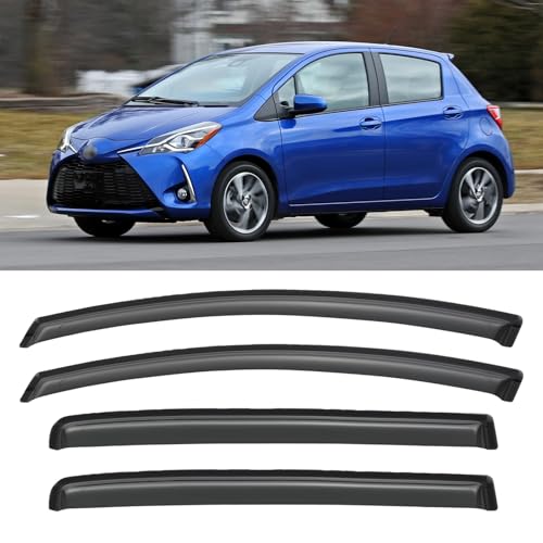 Image of Window Visors Rain Guards for 2012-2018 Toyota Yaris Hatchback, Out-Channel Window Vent Wind Deflectors Visors Shades for 12-18 Toyota Yaris