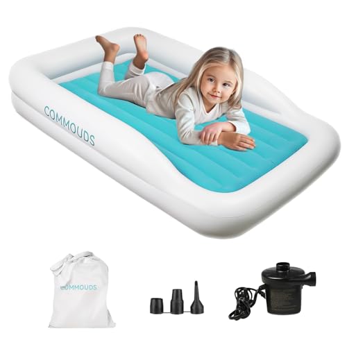 COMMOUDS Toddler Travel Bed with Bumpers & Pump