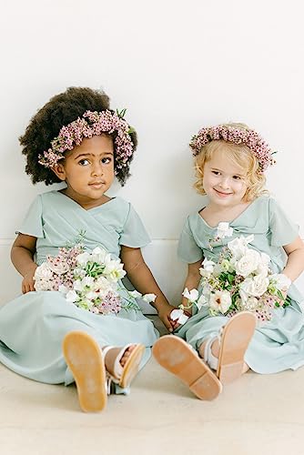 Stylefun V Neck Junior Bridesmaid Dresses Long Wedding Flower Girl Dress for Teen Girls Communion Dresses4