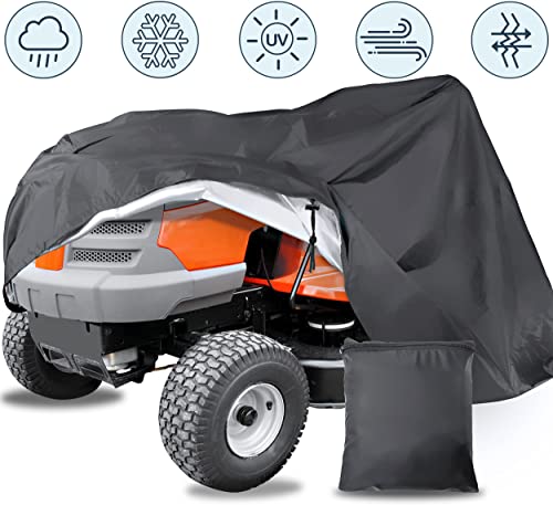Riding Lawn Mower Cover, Waterproof Heavy Duty Lawn Tractor Cover Fits Decks Up To 54 Inch, Universal Fit Lawnmower Covers With Windproof Drawstring For Outdoor Sun Uv Rain Snow Protector #TOP1