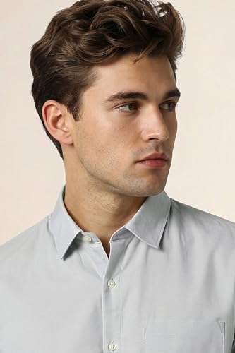 Image of Peter England Men's Classic Solid Full Sleeve Slim Fit Shirt | Wonder Fabric | Cotton Rich | Pin Point Oxford