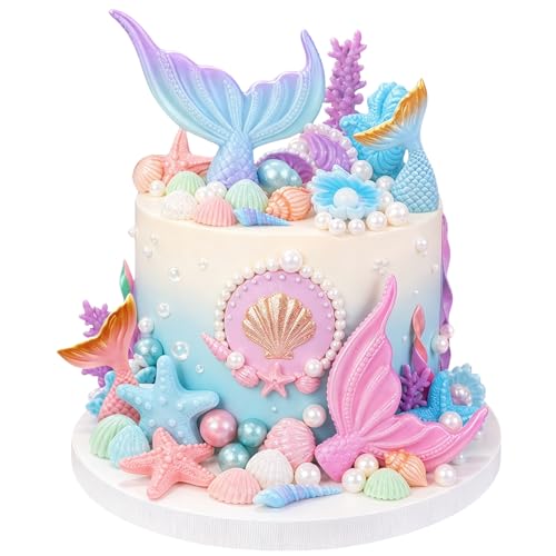 52Pcs Mermaid Tail Cake Topper Under The Sea Mermaid Tail Cake Decorations