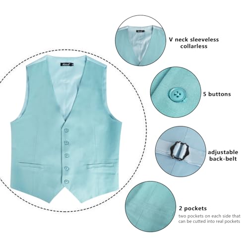 Image of Alizeal Mens Classic Solid Suit Vest Regular Fit Tuxedo Waistcoat