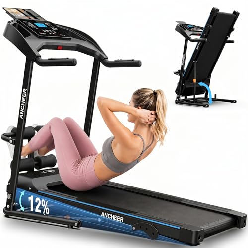 Image of Foldable Treadmill with Sit Up Bench, 2026 Upgrade 3.5HP Portable Treadmills for Home with Incline 350 lbs Capacity, Smart LCD Display Body Fat& Heart Rate, Multifunction Exercise Equipment