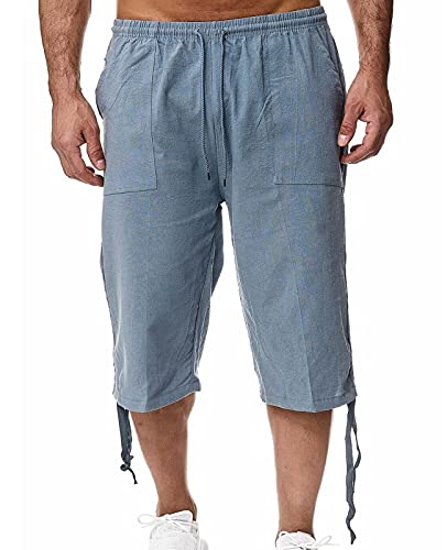 Minetom 3/4 Hose Herren Capri Shorts Männer Loose Bermuda Shorts Taschen...