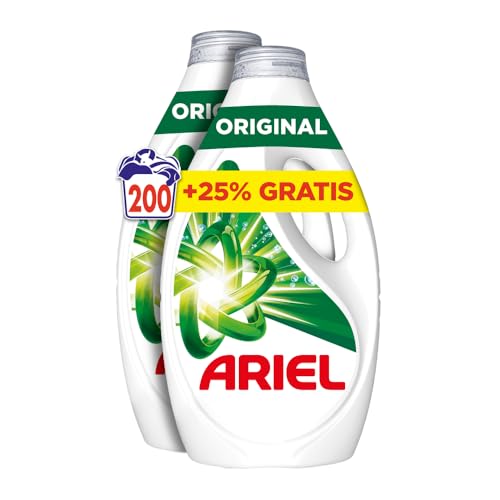 Ariel Detergente Lavadora Liquido 200 Lavados, Original, Jabon Limpieza Mejorada en Ciclos Mas Frios con la Exclusiva Tecnologia de limpieza en Frio