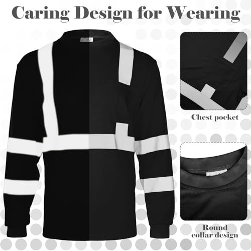 Amylove 4 Pcs Long Sleeve Safety Shirt High Visibility Reflective Construction Work Shirts for Men Women(XXL,Yellow, Orange, Black, Blue) - Image 6