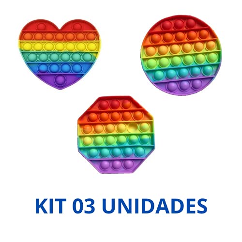 KIT com 03 Unidades Pop-it Fidget Toy Bolha Empurre Autismo Anti-stress Original