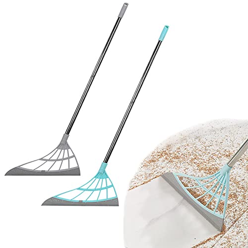 Kanyka 2 pcs Scopa Magica Multifunzione, scopa telescopica, tergicristallo in Silicone per Interni 2 in 1, lavabile, pieghevole in silicone per la casa,per piastrelle, vetro, tergicristallo.