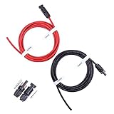 iGreely Solar Panel Extension Cable - 10 Feet 10AWG(6mm²) Solar Extension Cable with Female and Male Connector Solar Panel Wiring Wire Adapter (10FT Red + 10FT Black)