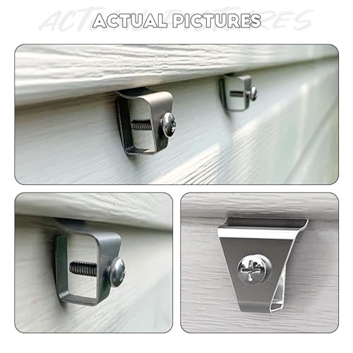 Vinyl Siding Hooks, 2025 Upgrade Vinyl Hooks for Hanging Wreath Outdoor, Heavy Duty Stainless Steel Hangers, Low Profile No Hole Clips and Lights Decorations (A, 10)