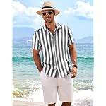 COOFANDY Men's Linen Shirts Short Sleeve Casual Shirts Button Down Shirt for Men Beach Summer Wedding Shirt - Image 4