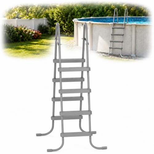 Escalera para piscina elevada con 4 peldaños, gris miniatura 1