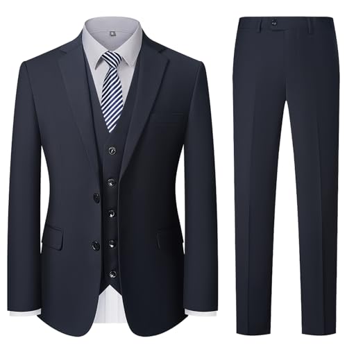 [JIMYXGOL] スーツ 3点セット メンズ 結婚式 スーツ上下セットアップ 礼服 フォーマル メンズ 細身 洗える ストレッチ スリムフィット ビジネス会議・パーティー・冠婚葬祭・おしゃれ・卒業式・就職 春秋冬