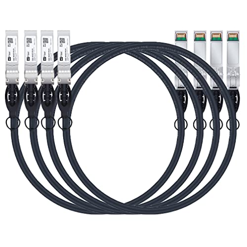 H!Fiber.com 4pack 10Gb/s SFP+ DAC cable, 2-meter (6.6ft), 10GBase-CU passive direct copper Twinax SFP+ cable