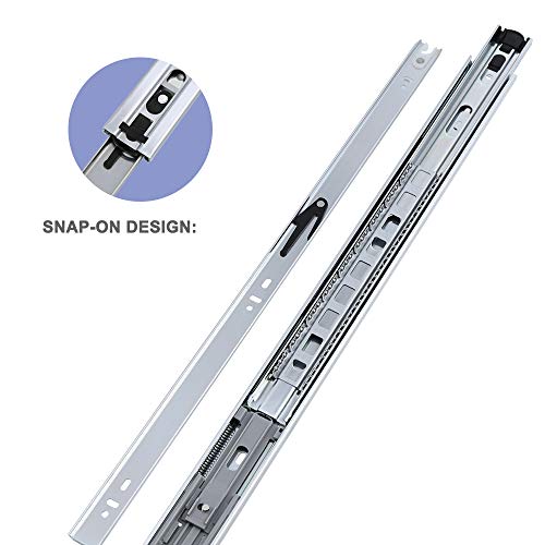 15 Pairs 22 Inch Soft Close 3 Folds Full Extension Under Mount Drawer Slides, Ball Bearing Side Mount Drawer Slides With Mounting Brackets; Zinc Plated-Cold Rolled Steel #TOP3