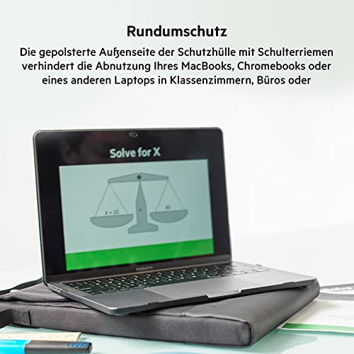 Belkin Laptop-Schutzhülle, kompatibel mit Laptops, Tablets und ChromeBooks der Größen 11 bis 13 Zoll sowie MacBook Pro 13, Air, iPad Pro 11, 12,9 Zoll; zum Geräteschutz; mit Schulterriemen und Griff – Bild 3