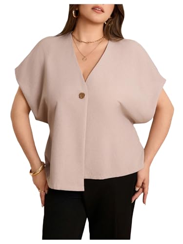 Blazer élégant col en V pour femme grande taille chic