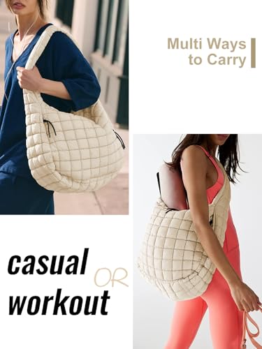 Image of Puffer Tote Bag for Women initial Tote Bag Quilted Large Carryall Bag Puffy Cross-body Bag Hobo Handbags