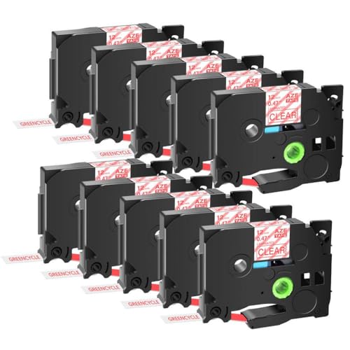 10 �p�b�N���x���e�[�v 12mm TZE-231 Tze 241 �J�[�g���b�W PT-H110 D600 P750 ���x�����[�J�[�ƌ݊�������(Red on Clear)