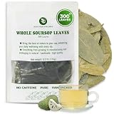 Soursop Graviola Leaf Tea – 300+ Whole Leaves, Makes 100+ Cups, Pure & Handpicked Herbal Tea, Vitamin & Fiber Rich, Re-Steep Detox Tea for Relaxing & Refreshing, Caffeine Free