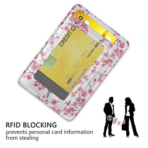 OTVEE Cherry Blossoms Pink Floral Slim Minimalist Wallet Small Card Wallets PU Leather Front Pocket Wallets3