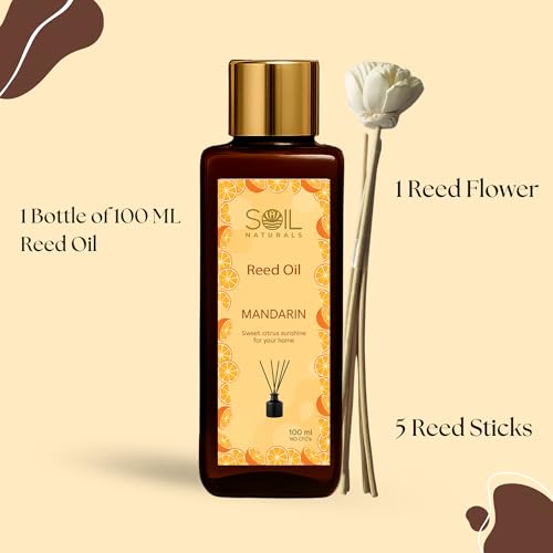 Image of Mandarin Reed Diffuser Oil -100 ml| Pure Natural Mandarin Aroma | Reed Diffuser Refill | Home, Office Long-Lasting Aromatic Fragrance Non-Toxic Reed Oil for Diffusers | ISO & GMP