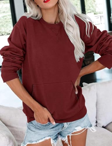 Image of Ovanviso Womens Long Sleeve Sweatshirt Casual Crewneck Cute Pullover Tops Lightweight Sweatshirt with Pocket