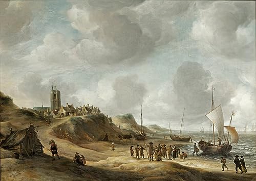 Prints Toile Egmond Aan Zee Fisherfolk Beach Shipping Offshore, tableau décoration murale 60x90
