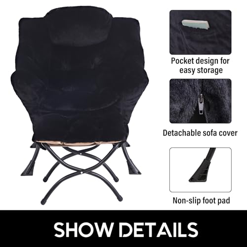 Image of LITA Modern Accent Leisure Upholstered Sofa Chair, Lounge Reading Chair with Armrests and a Side Pocket for Living Room, Bedroom & Small Space, Plush Black