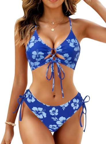 HORISUN Sexy Bikini-Sets für Damen – Cutout-Badeanzug 2026 | Verstellbare Spaghettiträger, überkreuzte Rückenträger, zweiteiliger Badeanzug, Strand-Bademode für den Urlaub