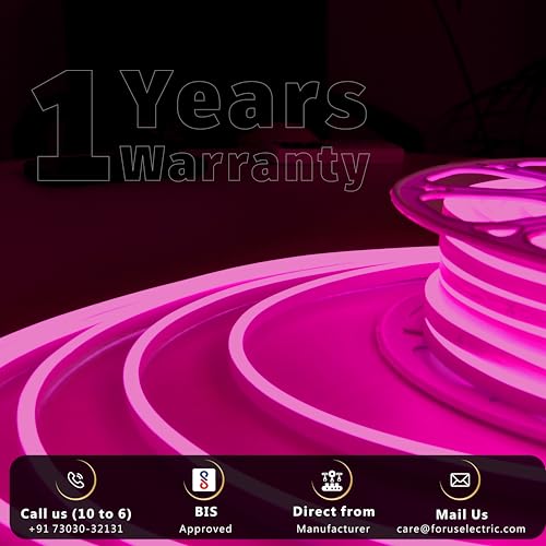 Image of Forus 5 Meter LED Neon Strip Light - Pink, Flexible Waterproof Rope Lights 16.4 Feet, Indoor Outdoor Diwali Decorative Cove Lighting, Christmas Festival, Home Decor, Festivals, 1 Yr Warranty