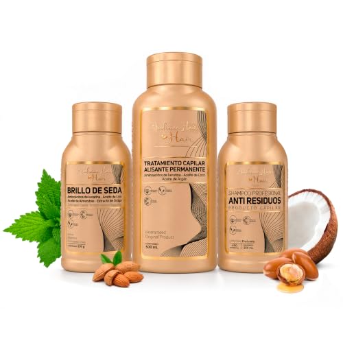 Andreina Hair Organic Smoothing Treatment Kit – Formaldehyde-Free Brazilian-Style Frizz Control, Rinse-Out Colombian Formula for All Hair Types – Alisado Orgánico Sin Formol