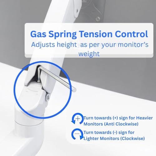 Image of UNIQ MOUNTS Heavy Duty Premium 13''-27'' Dual Monitor Arm, 180 Swivel, 360 Rotation, +90-85 Tilt, VESA 75x75 /100x100, 15kg Weight Capacity Per Arm, 2 USB Port (White)