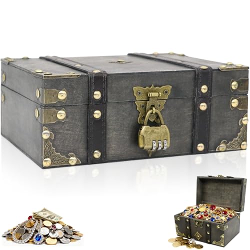 Caja Tesoro Madera Pirata Gris: Adiós al Desorden de Objetos Pequeños 2
