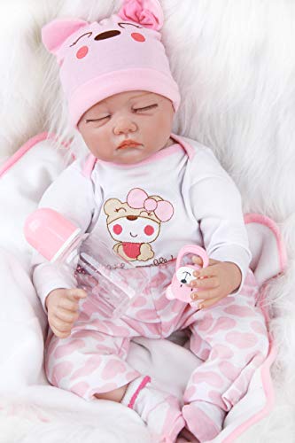 ZIYIUI Reborn Baby-Puppe 22Zoll 55cm Weiches Vinylsilikon Realistisch Baby Puppe Lebensecht Reborn Baby Mädchen Handgemacht Neugeborene Wie echtes Babypuppe – Bild 6