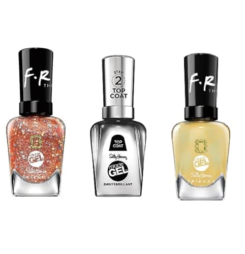 Sally Hansen Miracle Gel Nail Polish X Friends Collection Trio Set. Stick To The Routine, Yellow Taxi & Shiny Top Coat