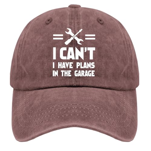 Karclau I Can't I Have Plans in The Garage Cap Womans Hat Wine Red Black Hats for Men Gifts for Son Cycling Cap
